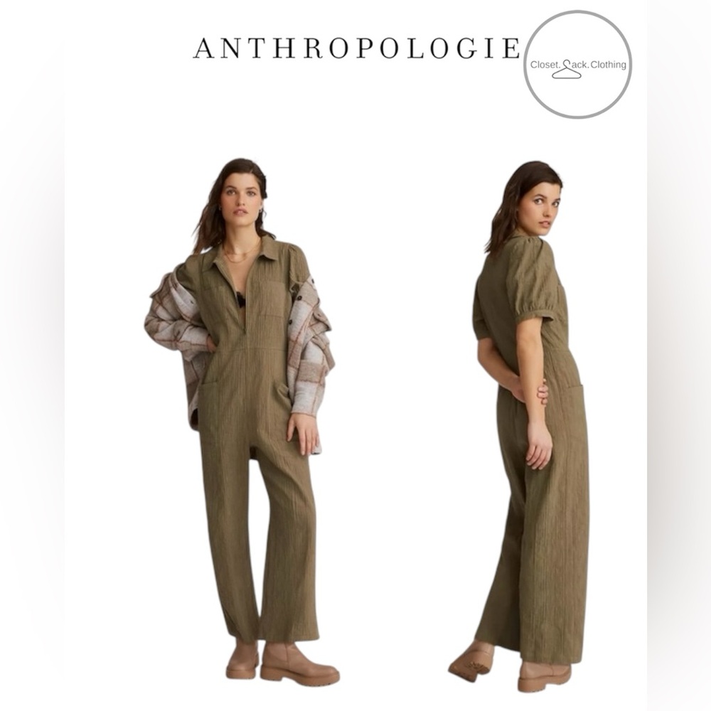 Anthropologie The Odells Moss Green Tamil Coveralls Jumpsuit Size 12